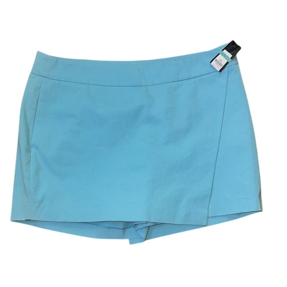 NWT Crown & Ivy Faux Wrap Front Asymmetrical Aqua Blue Skort 16